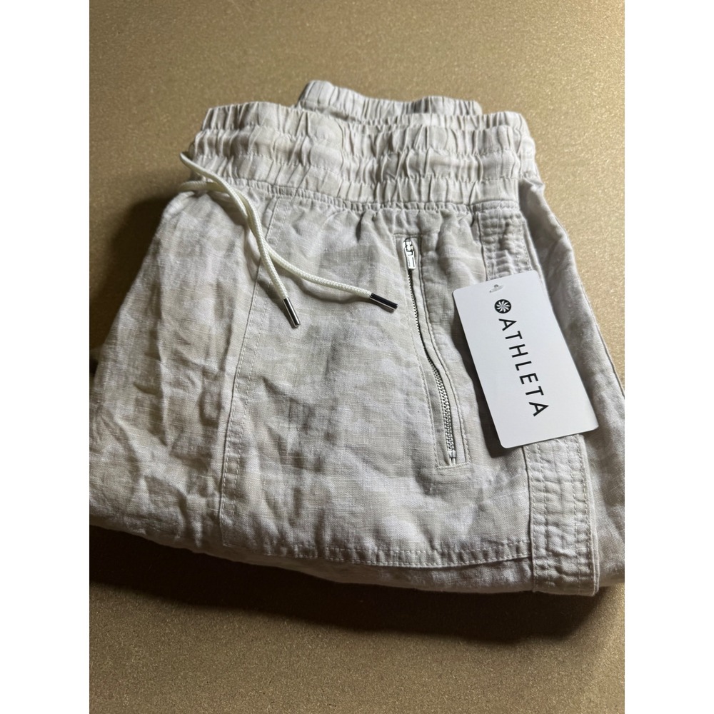 Athleta Cabo Tide Linen Jogger Pants Womens‎ 18 NWT Camo Neutral Beige 531156